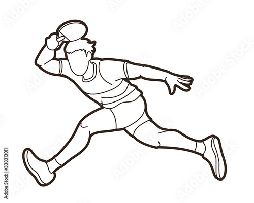 Ping Pong player, Table tennis action cartoon graphic vector