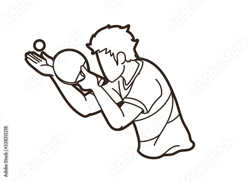Ping Pong player, Table tennis action cartoon graphic vector