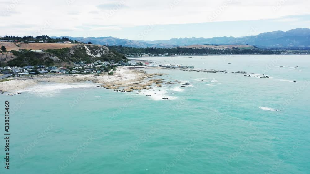 Aerial view Kaikōura, a town on the east coast of the South Island of New Zealand. Aerial view Kaikōura, a town on the east coast of the South Island of New Zealand.