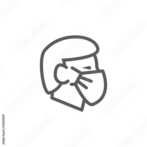 Face mask line icon on white background
