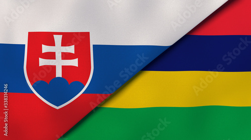 Photography The flags of Slovakia and Mauritius
