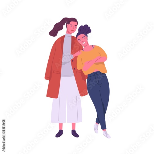 Cute lesbian couple isolated on white background