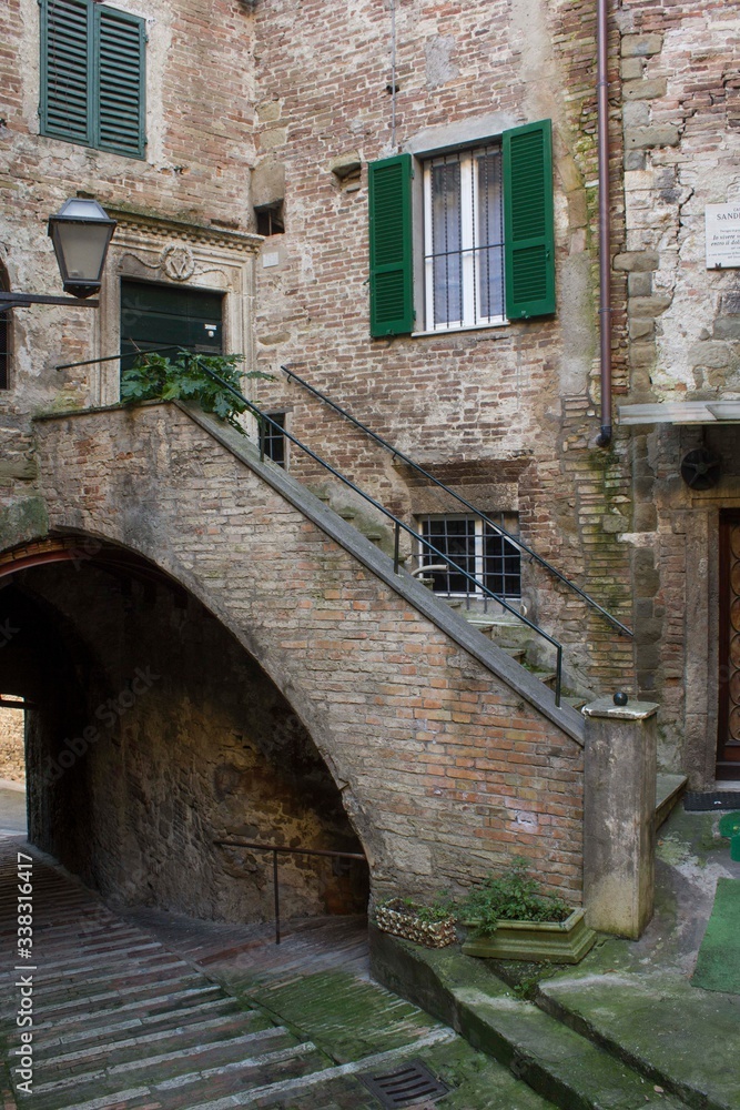 Ancient stone house in Perugia historic city centre, Italy