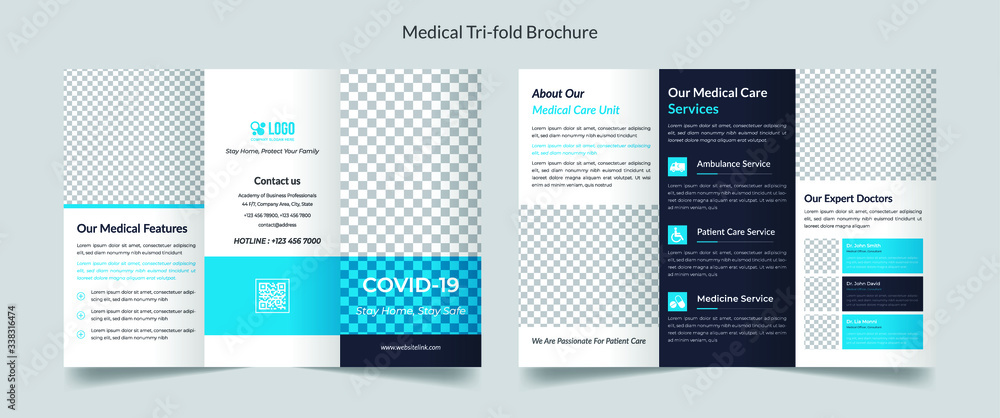 Medical, healthcare trifold brochure template