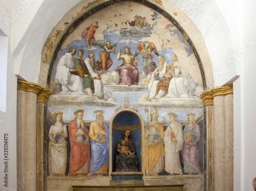 fresco painted by Raffaello and Perugino inside the Chapel of San Severo in Perugia, Italy