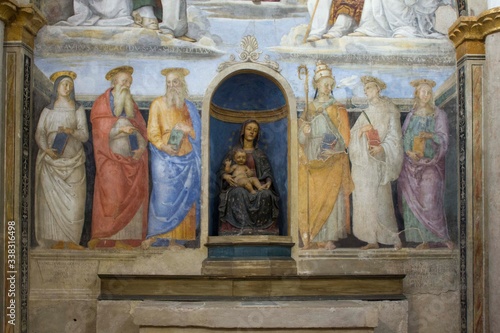 fresco painted by Raffaello and Perugino inside the Chapel of San Severo in Perugia, Italy