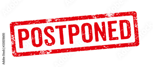 A red stamp on a white background - Postponed
