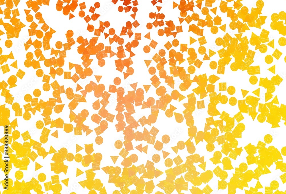 Light Yellow, Orange vector texture in poly style with circles, cubes.