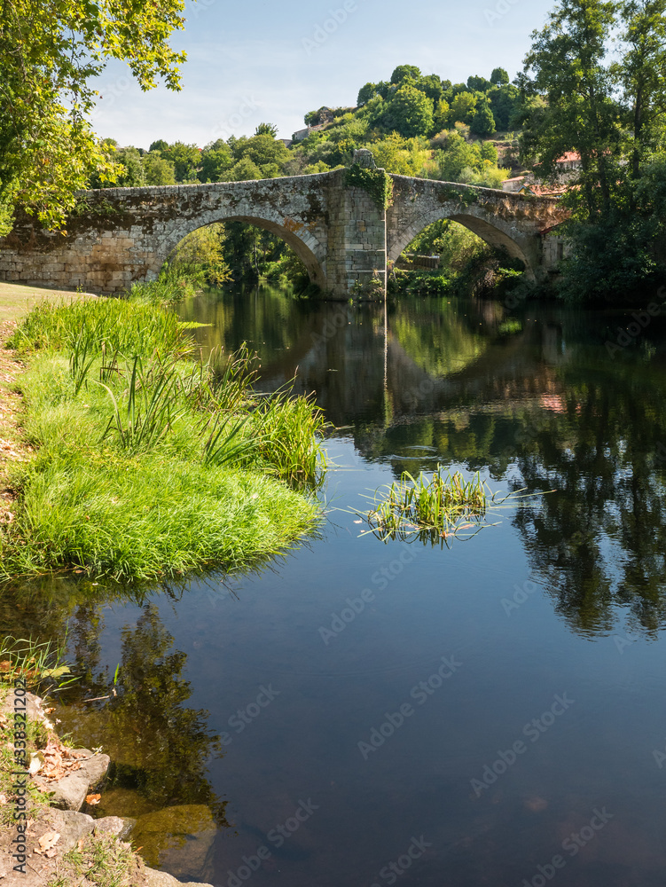 Bridge of Vilanova, a romanesque bridge across the Arnoia River at Allariz, Ourense, Galicia, Spain