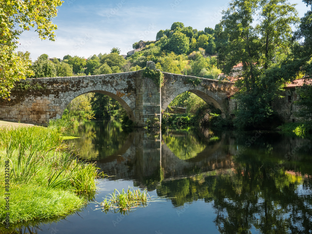 Bridge of Vilanova, a romanesque bridge across the Arnoia River at Allariz, Ourense, Galicia, Spain