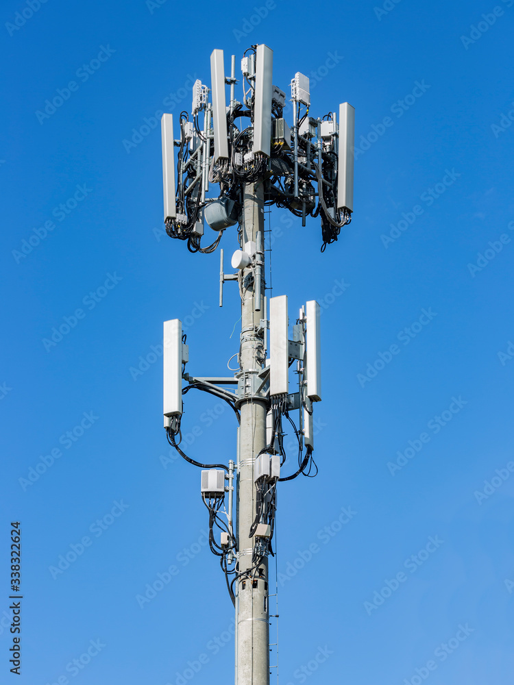 A mobile telecommunication cell tower for wireless internet connection  