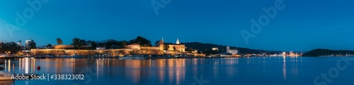 Oslo, Norway. Akershus Fortress In Summer Evening. Night View Of Famous And Popular Place. Panorama, Panoramic view