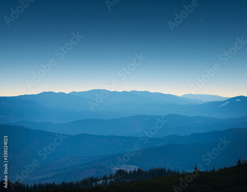 Blue morning in the mountains
