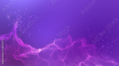 Wallpaper Mural Digital blockchain network with particles in tech cyber space. Abstract wave with connected dots motion background. Seamless loop animation of communication technology for internet business. Torontodigital.ca