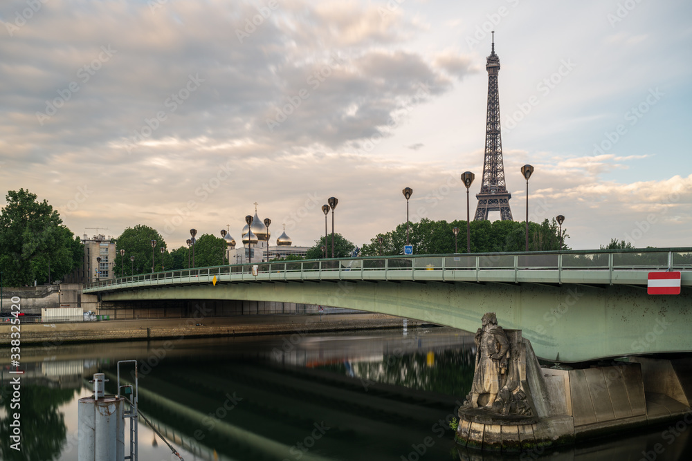 View of the Eiffel Tower and bridge Pont de l' Alma in Paris - France