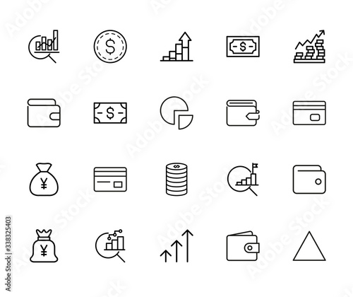 Big set of passive income line icons.