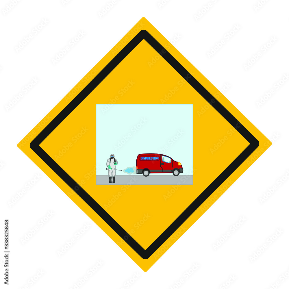 A man with protective equipment is disinfected with a sprayer in the city. Surface treatment due to covid-19 coronavirus disease. Vector illustration for web and mobile design. A man with protective equipment is disinfected with a sprayer in the city. Surface treatment due to covid-19 coronavirus disease. Vector illustration for web and mobile design.