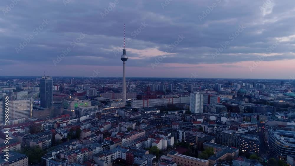 Tall building in city in Berlin Germany aerial Tall building in city in Berlin Germany aerial