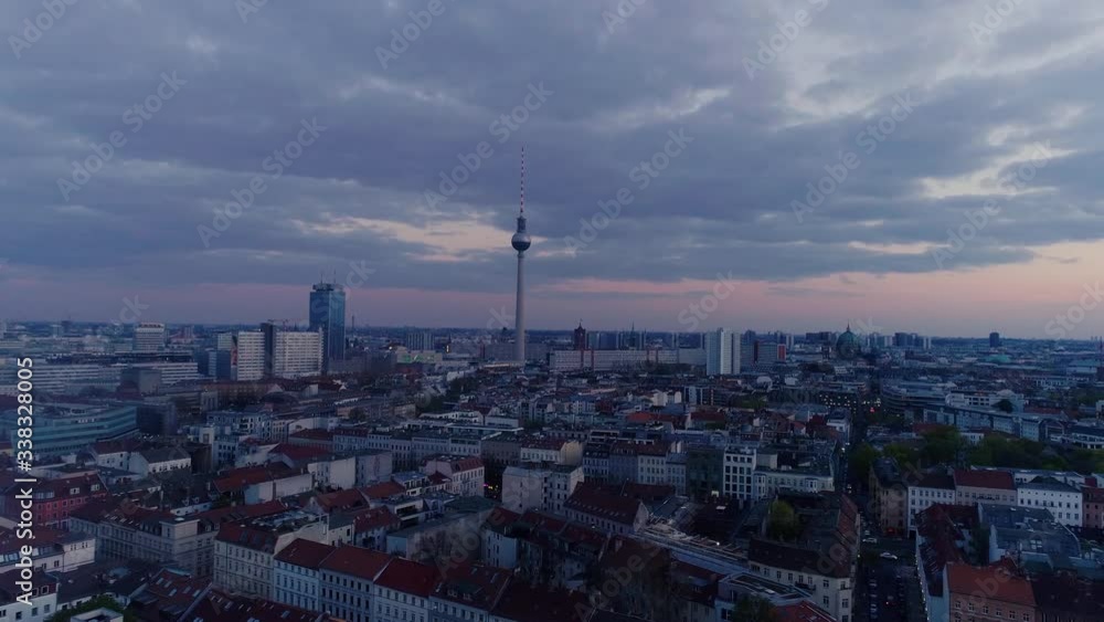 Tall building in city in Berlin Germany aerial Tall building in city in Berlin Germany aerial