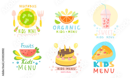 Different types of healthy menu for kids with titles for restaurants
