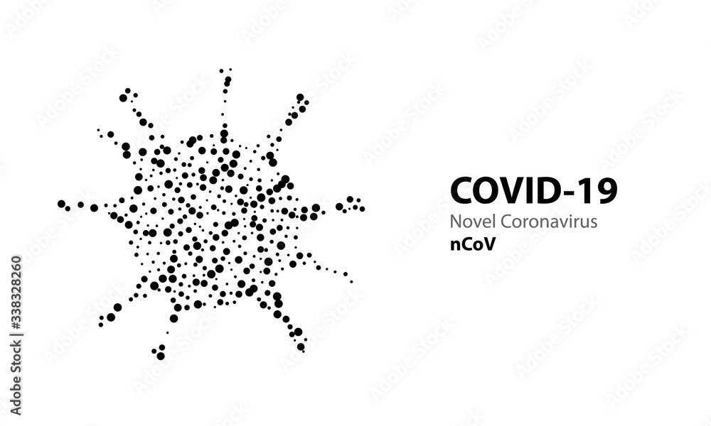 Fototapeta premium Corona virus 3d polygonal text COVID-19. Virus infections epidemic banner on blue background. Vector healthcare coronavirus illustration