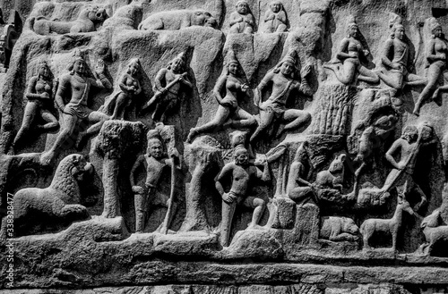 Arjuna Penance a monument located in Mamallapuram aka Mahabalipuram photo