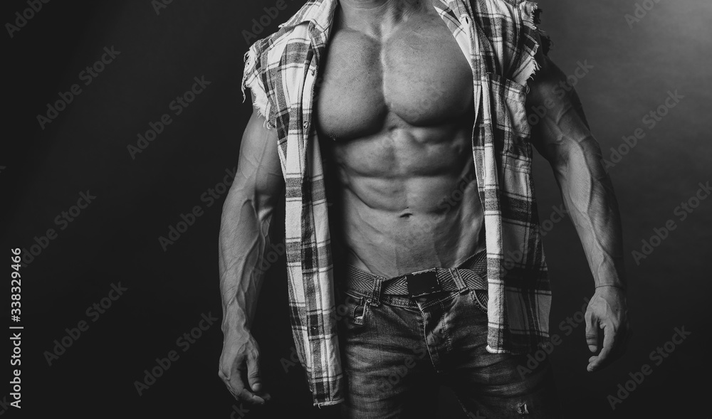 muscular male body. Sexy man body. Strong. Body. Male. 