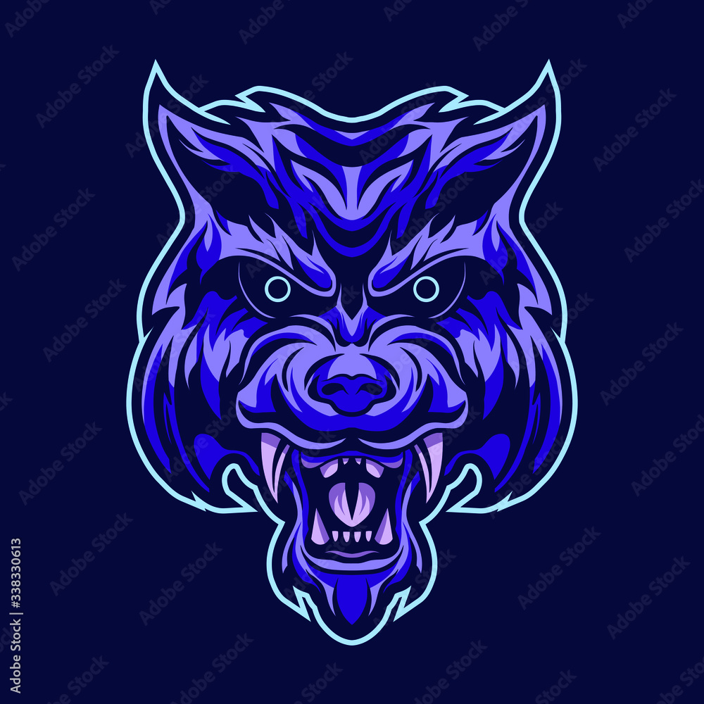 Fototapeta premium tiger head blue vector illustration design