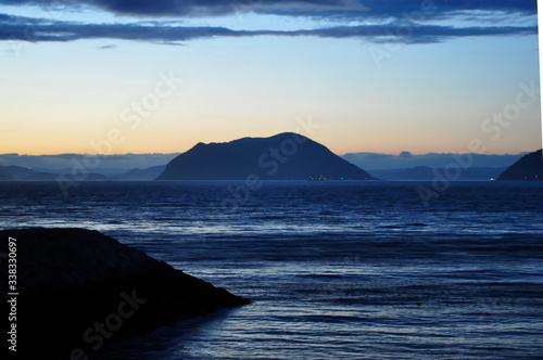 Islands  are located on the blue ocean