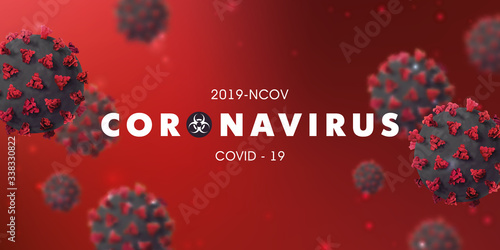 Novel Coronavirus 2019-nCoV background with realistic microscopic 3D virus cell.COVID-19 Corona virus outbreaking and Pandemic concept.Vector illustration eps 10
