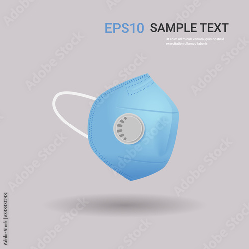 blue antiviral medical respiratory face mask protection against coronavirus prevention of virus spreading and pandemic covid-19 health care surgical concept copy space vector illustration