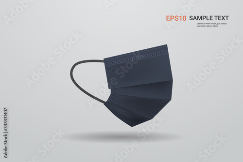 black antiviral medical respiratory face mask coronavirus protection covid-19 prevention health care concept copy space horizontal vector illustration