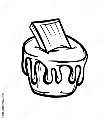 cupcake with chocolate dessert relish vector illustration isolate outline a sweets baking banner coloring object kitchen pastry shop