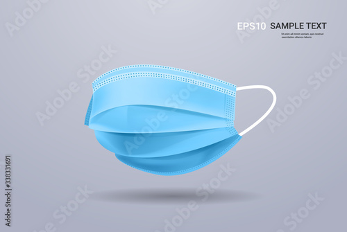 blue antiviral medical respiratory protection face mask coronavirus covid-19 prevention health care concept copy space horizontal vector illustration