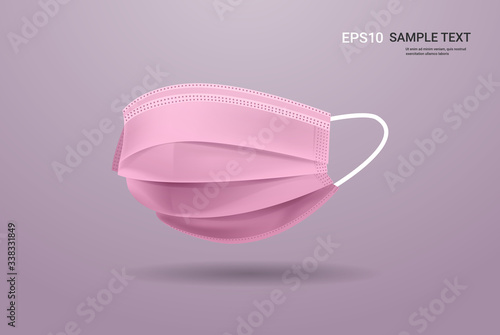 pink antiviral medical respiratory protection face mask coronavirus covid-19 prevention health care concept copy space horizontal vector illustration