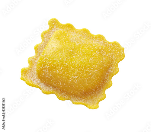 Ravioli isolated on white background, top view.