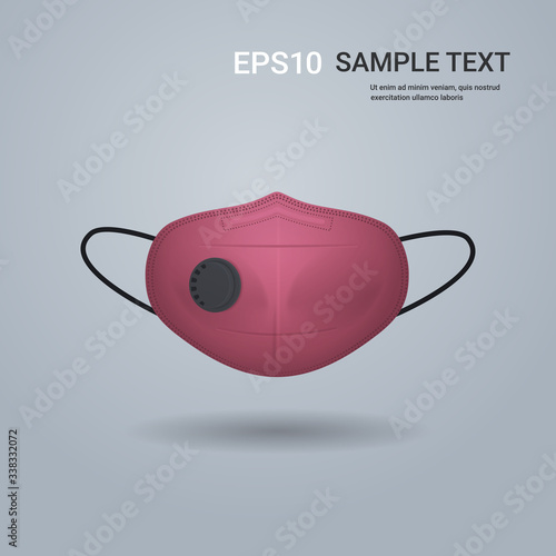 red antiviral medical respiratory protection face mask coronavirus covid-19 prevention health care concept copy space vector illustration