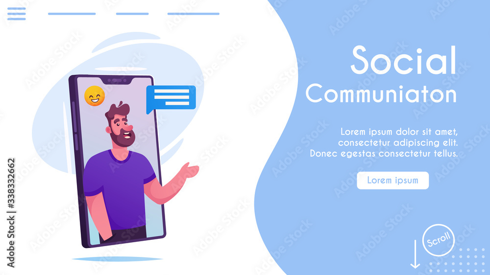 Vector banner friendly man comments online chat Vector banner friendly man comments online chat