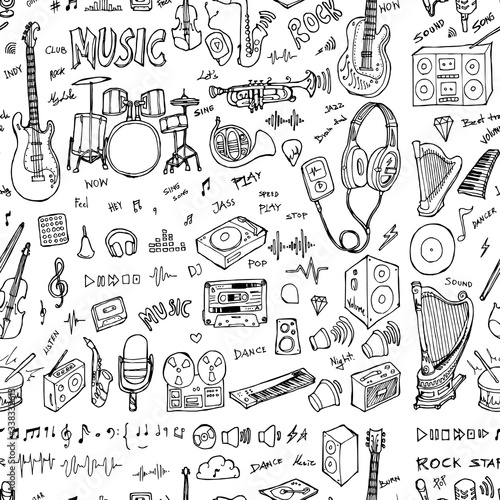 Party doodle background seamless pattern. Drawing vector illustration hand drawn eps10