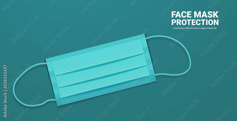 green antiviral medical respiratory face mask coronavirus protection covid-19 prevention health care concept copy space horizontal vector illustration green antiviral medical respiratory face mask coronavirus protection covid-19 prevention health care concept copy space horizontal vector illustration