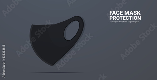 black antiviral medical respiratory face mask coronavirus protection covid-19 prevention health care concept copy space horizontal vector illustration