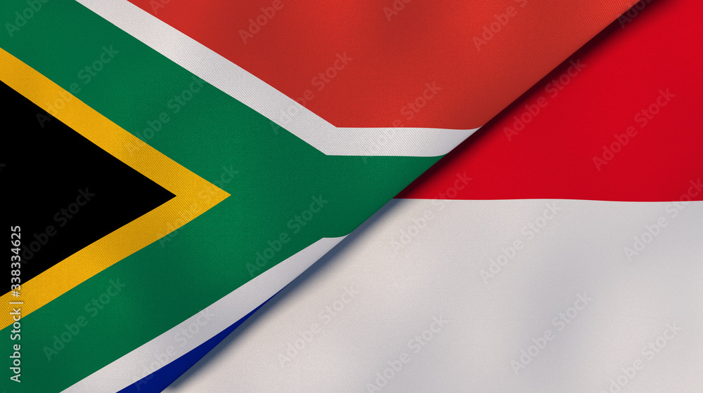 The flags of South Africa and Monaco. News, reportage, business background. 3d illustration The flags of South Africa and Monaco. News, reportage, business background. 3d illustration