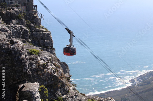 Cable car on the mountain over the sea