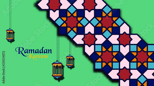 Ramadan kareem 3d effect cut out design vector illustration for banner, background, poster, greeting cards, invitation, congratulation