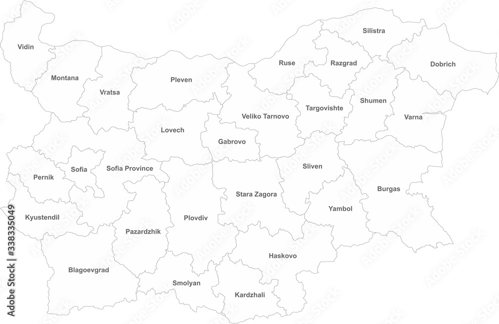 Bulgaria map with name labels. White background. Perfect for business concepts, backdrop, backgrounds, sticker, label, chart, poster and wallpaper. Bulgaria map with name labels. White background. Perfect for business concepts, backdrop, backgrounds, sticker, label, chart, poster and wallpaper.