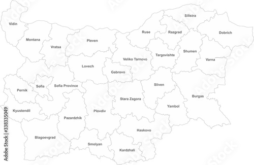 Bulgaria map with name labels. White background. Perfect for business concepts  backdrop  backgrounds  sticker  label  chart  poster and wallpaper.