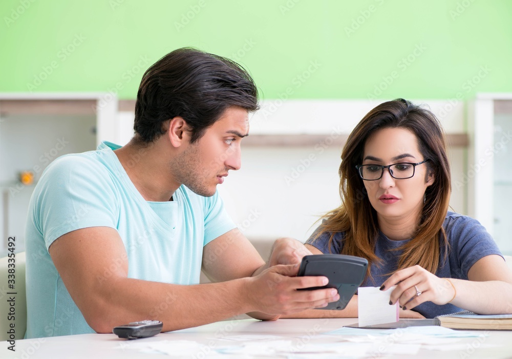 Young family struggling with personal finance Young family struggling with personal finance