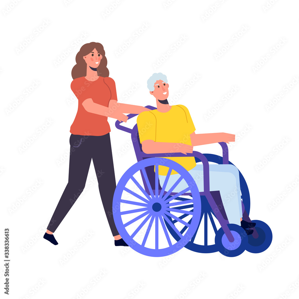 Social workers or Volunteer Care about senior people. Vector illustration. Social workers or Volunteer Care about senior people. Vector illustration.