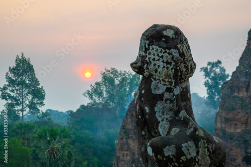 Sunrise view from a temple in Angkor  Siem Reap  Cambodia