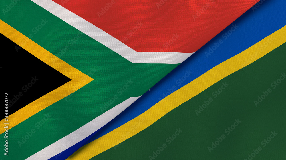 The flags of South Africa and Solomon Islands. News, reportage, business background. 3d illustration